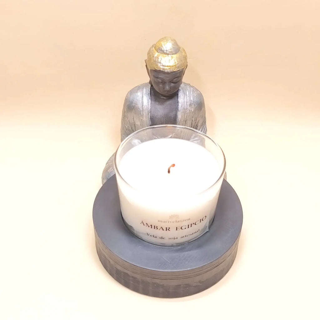 Figura Buda 3D filamento ASA con vela aromática artesanal rincón zen hogar relajación