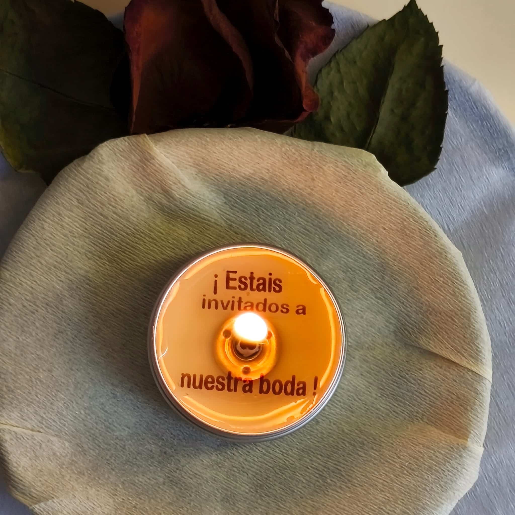 Latita vela revelación ¡estáis invitados a nuestra boda!  papel kraft flor seca regalo original