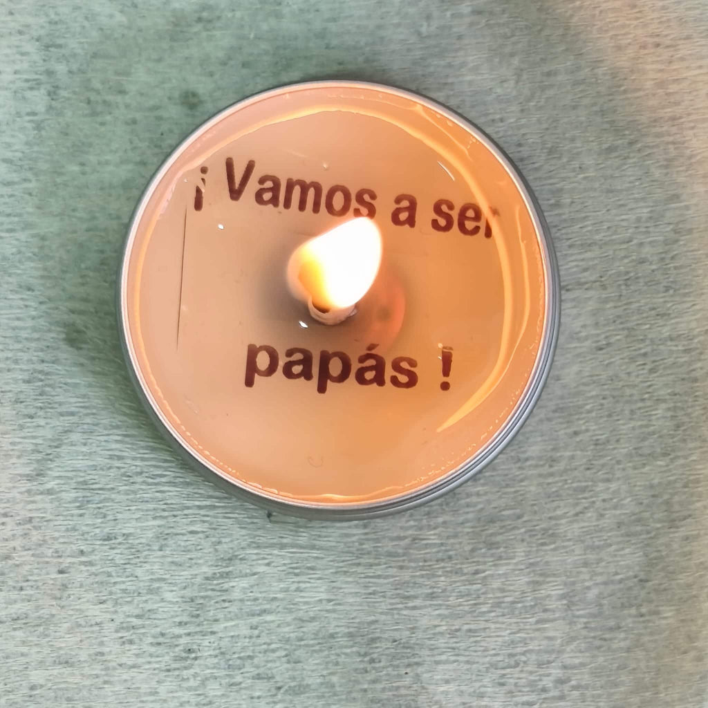 Latita vela revelación ¡Vamos a ser papás!  papel kraft flor seca regalo original